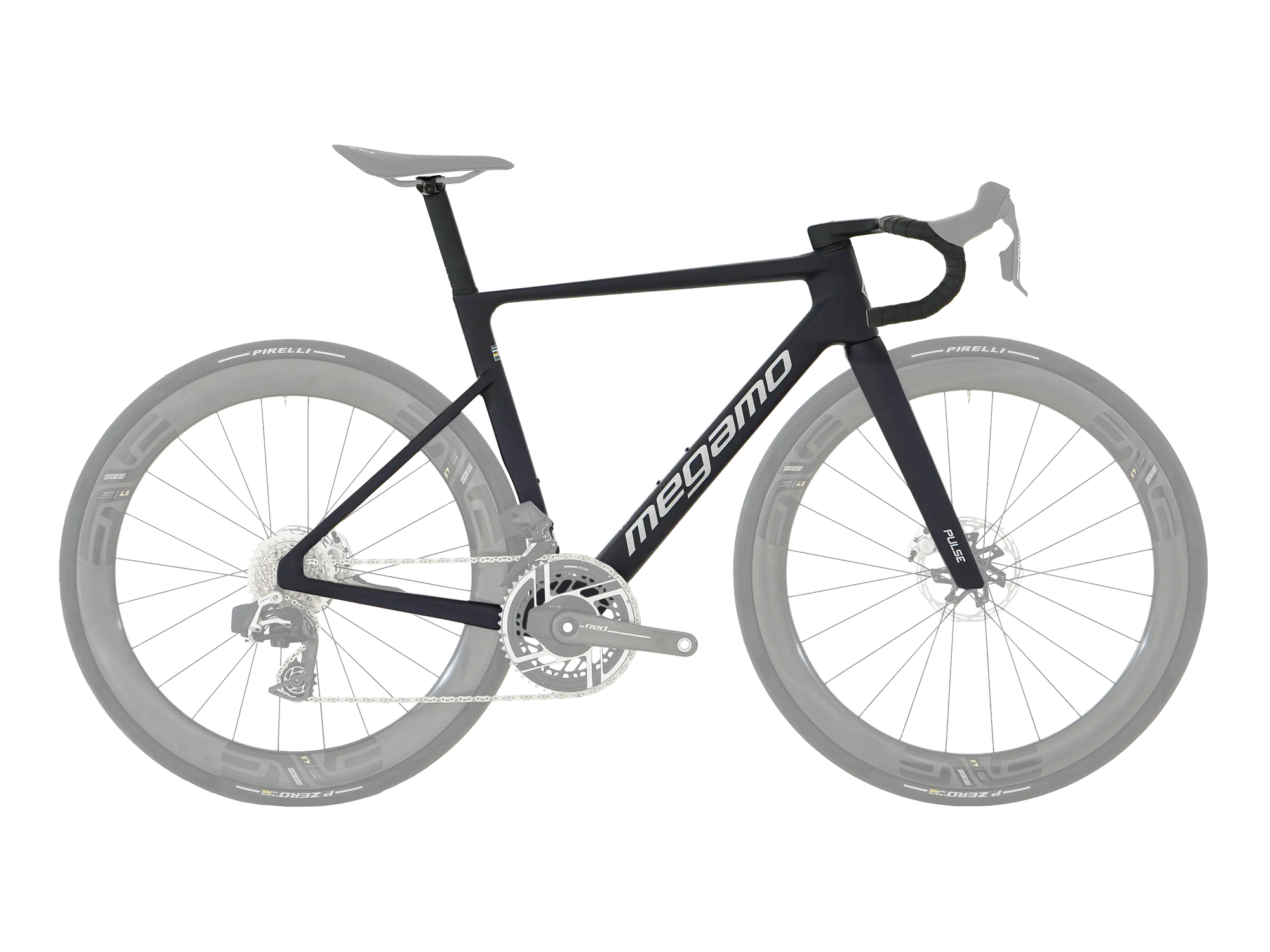 Megamo PULSE FRAMESET in Black SLR, Seitenansicht