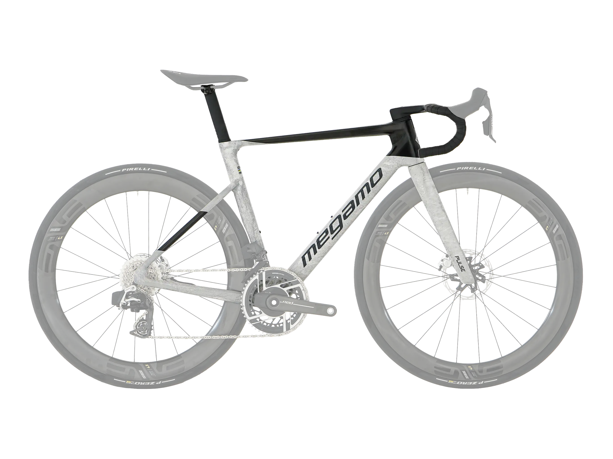 Megamo PULSE FRAMESET in White SLR, Seitenansicht