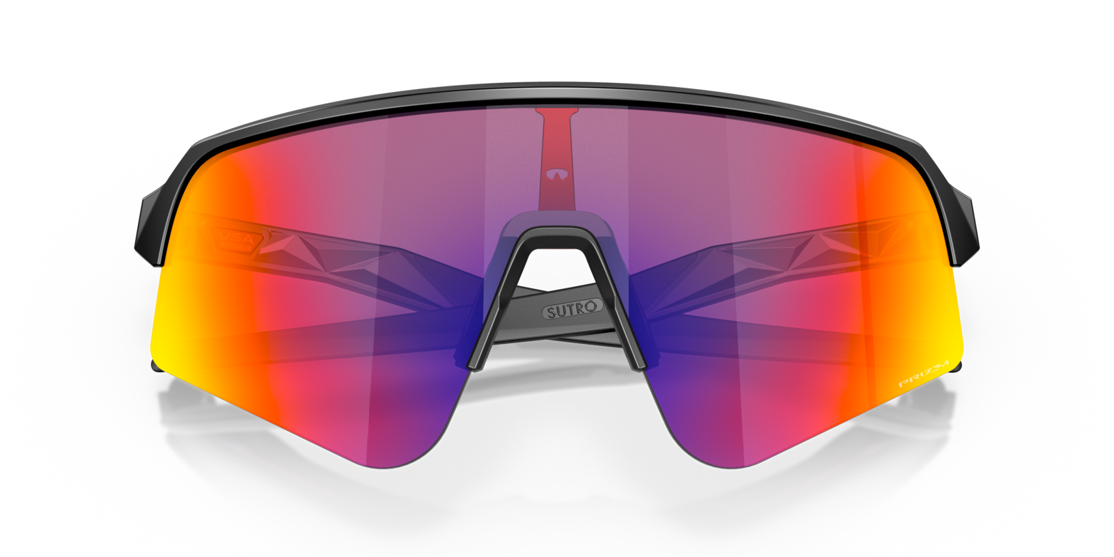 Oakley Sutro Lite Sweep in Matte Black mit Prizm Road Gläsern, als Frontdetail