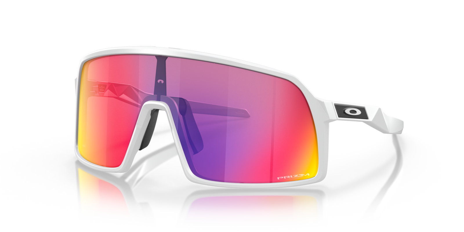 Oakley Sutro S in Matte White mit Prizm Road Gläsern, schräg von vorn