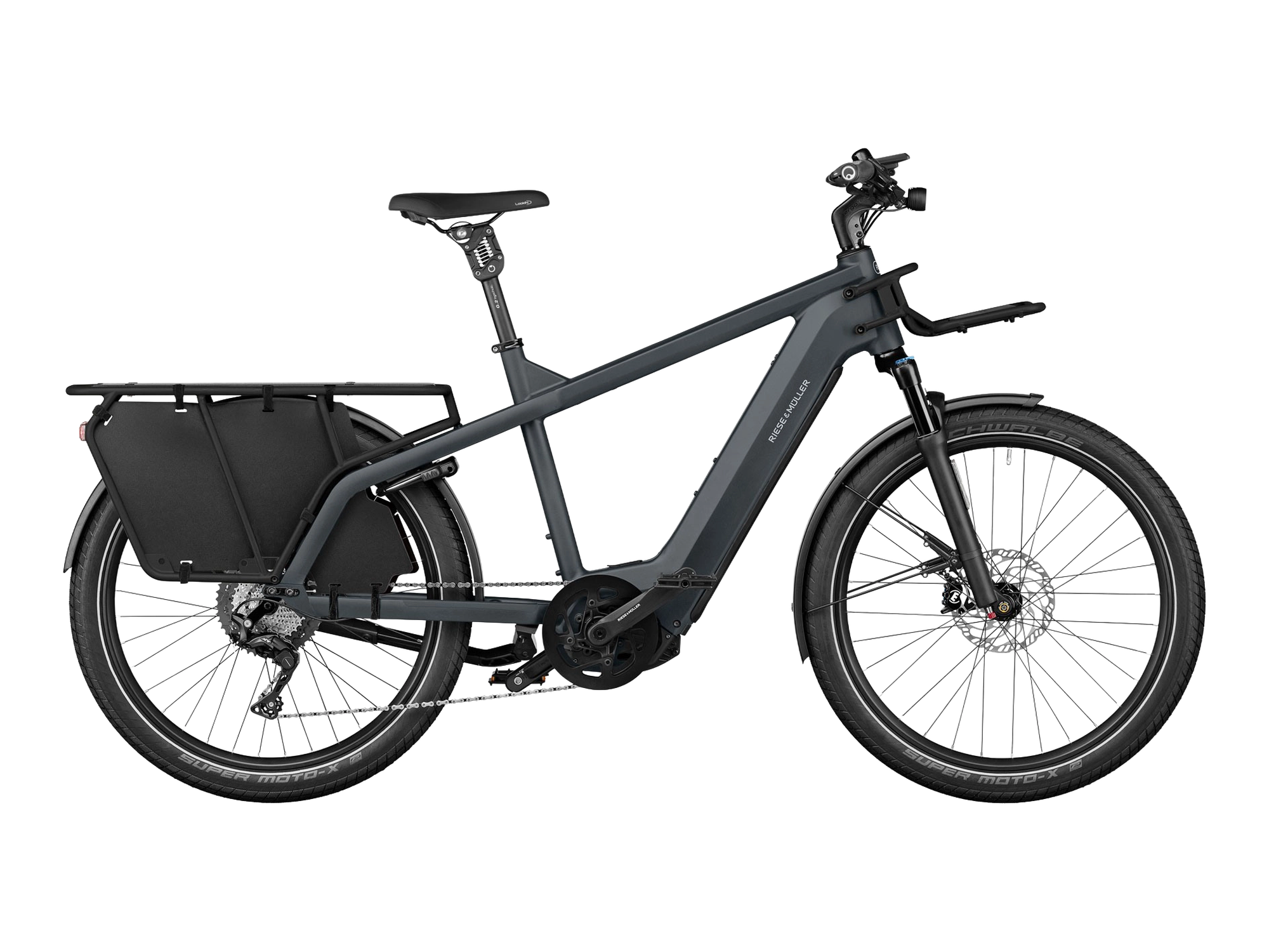 Riese & Müller Multicharger2 in utility grey/black matt, Seitenansicht