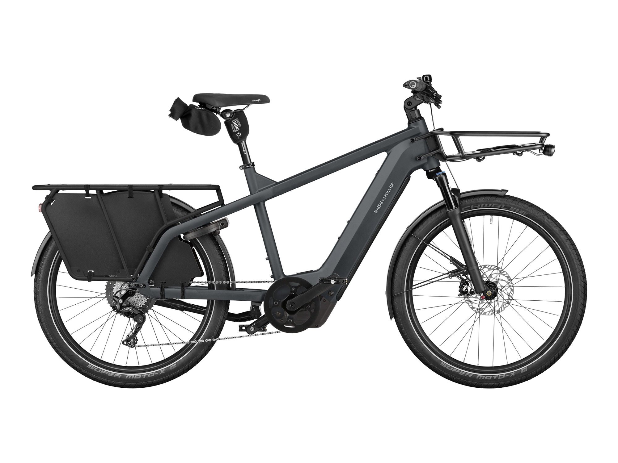 Riese & Müller Multicharger3 in utility grey/black matt, Seitenansicht