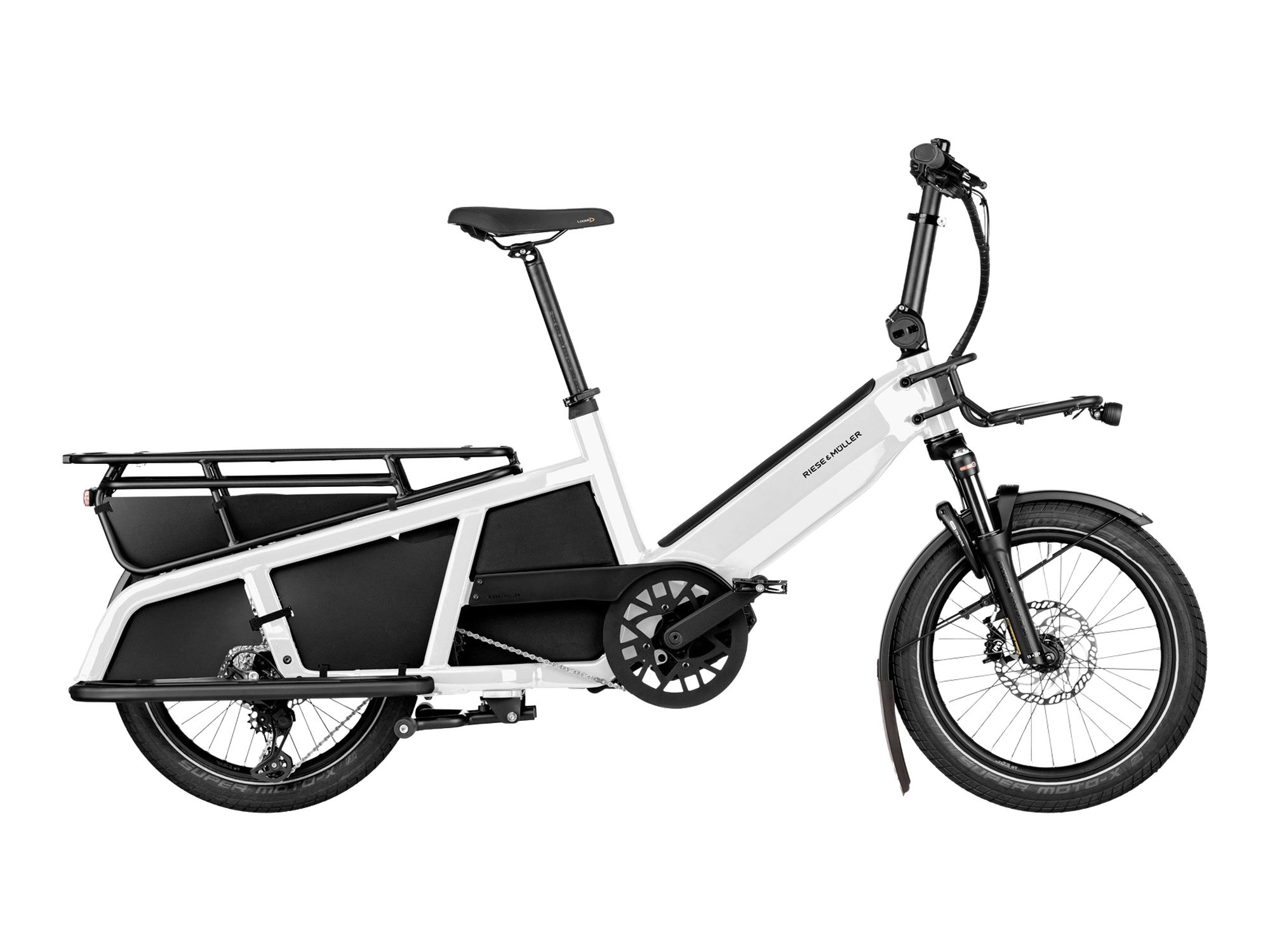 Riese & Müller Multitinker in pearl white/black matt, Seitenansicht