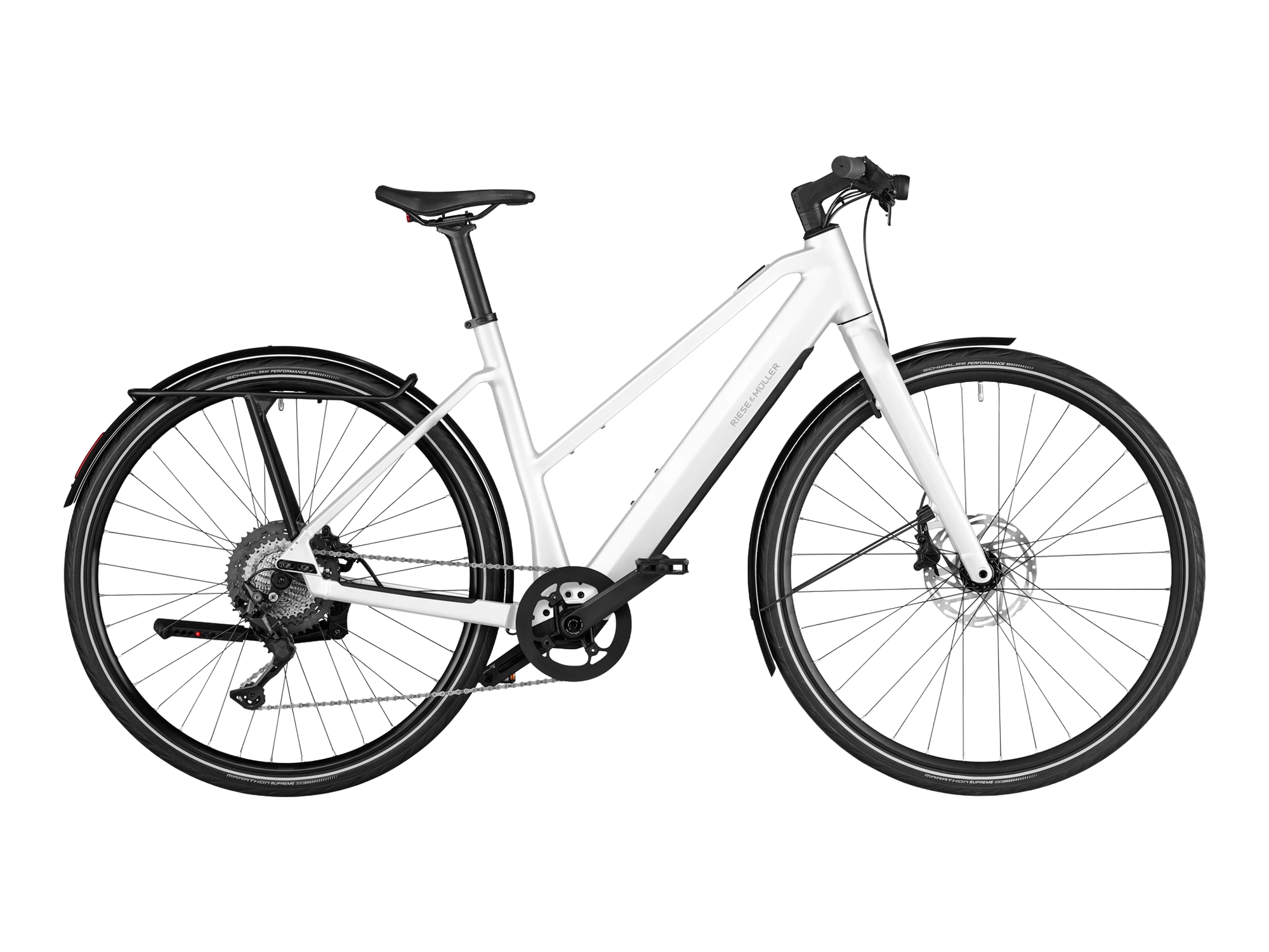 Riese & Müller UBN Seven in pure white, Seitenansicht
