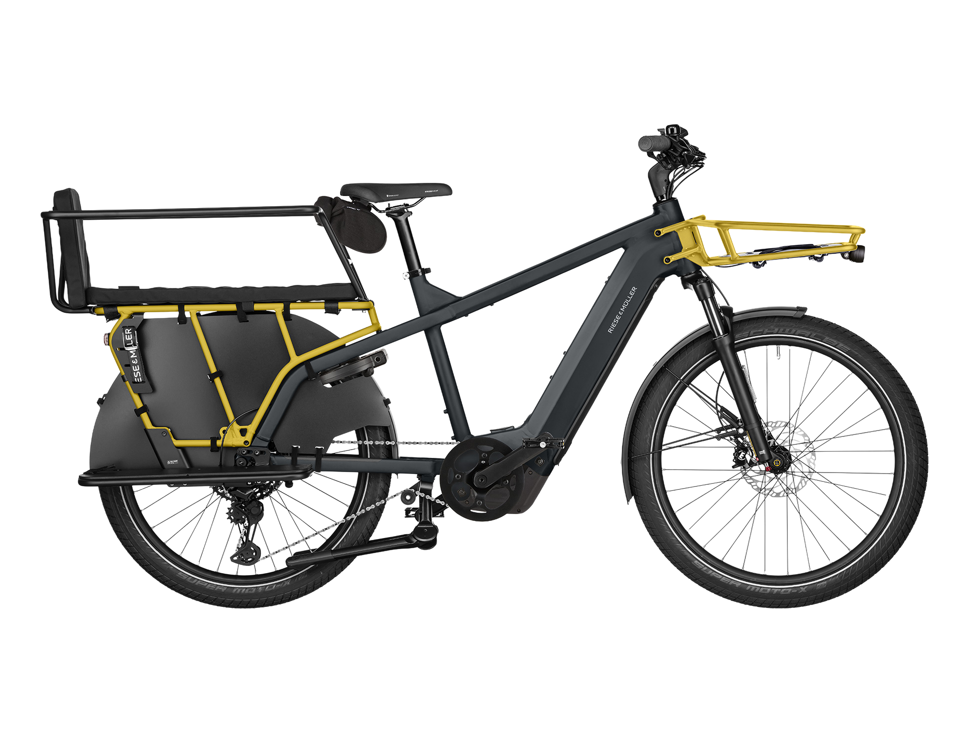 Riese & Müller Multicharger3 FAMILY in Utility Grey/Curry Matt, Seitenansicht