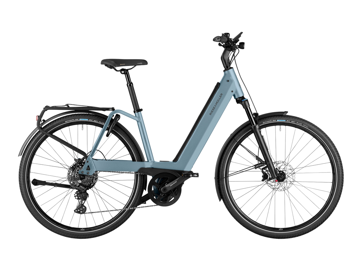 Riese & Müller Nevo4 touring in Ice Blue, Seitenansicht