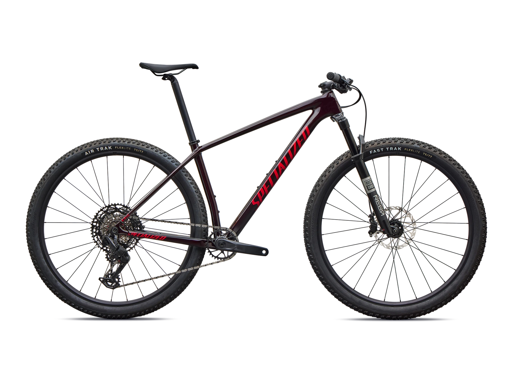 Epic Hardtail Comp – SRAM Eagle 70, RockShox REBA in Gloss Red Tint, Seitenansicht
