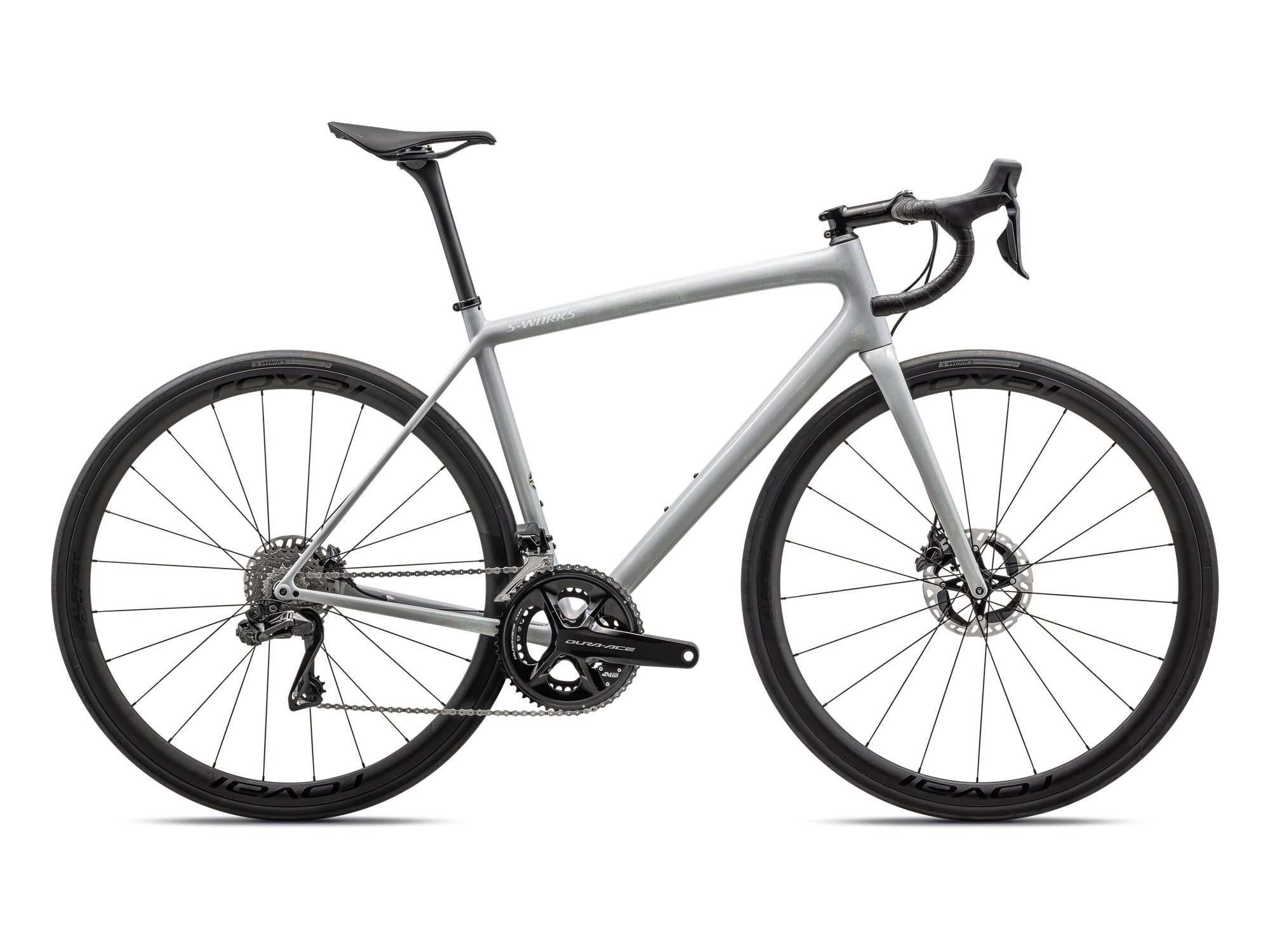 S-Works Aethos Shimano Dura-Ace Di2 in GLOSS BIRCH/ABALONE-LAPIS ORGANIC COLOR RUN/DUNE, Seitenansicht