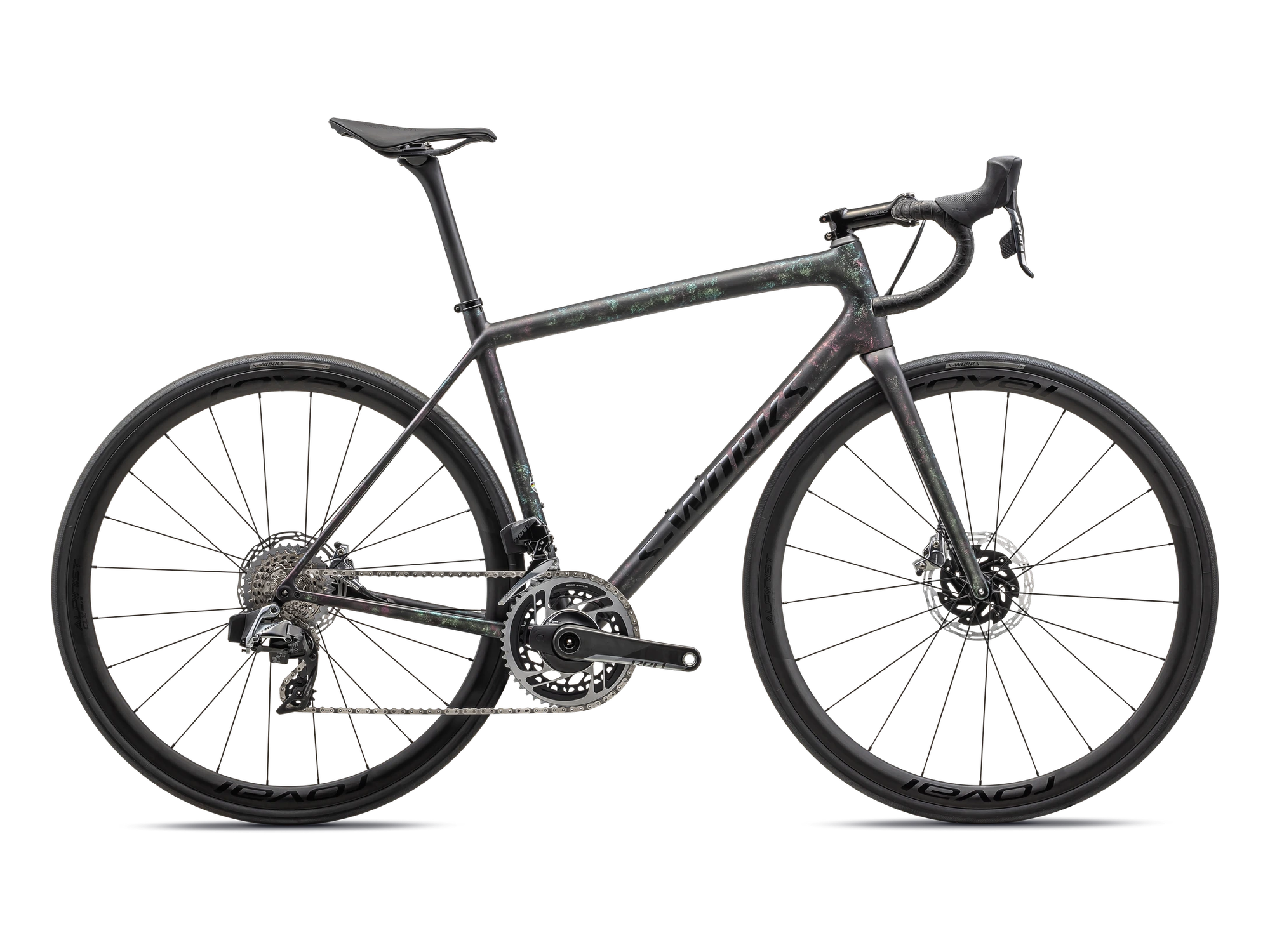 S-Works Aethos SRAM Red eTap AXS in GLOSS OBSIDIAN/LAPIS + ABALONE ORGANIC COLOR RUN/OBSIDIAN, Seitenansicht