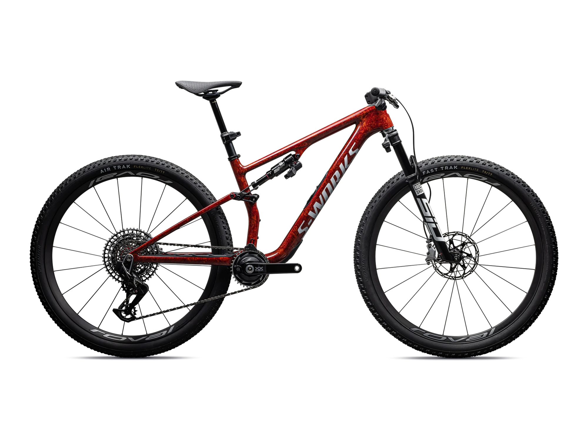 S-Works Epic 8 – SRAM XX SL AXS, RockShox Ultimate Flight Attendant in Gloss Fiery Red Impasto, Seitenansicht