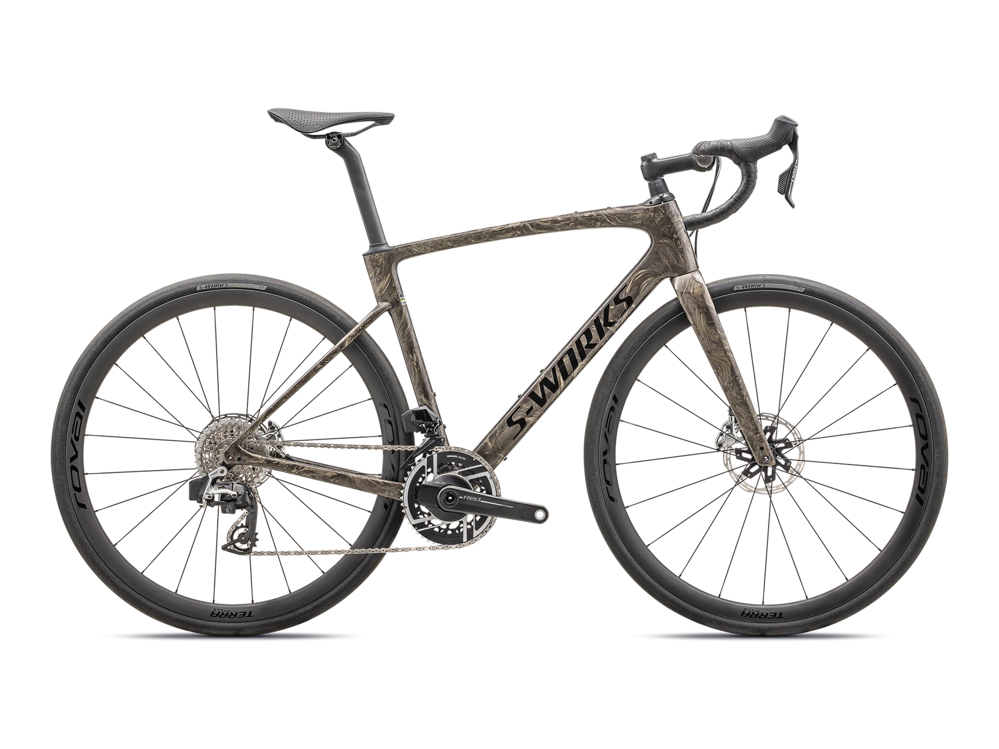 S-Works Roubaix SL8 SRAM RED AXS in Gloss Toupe/Gunmetal Strata/Charcoal, Seitenansicht