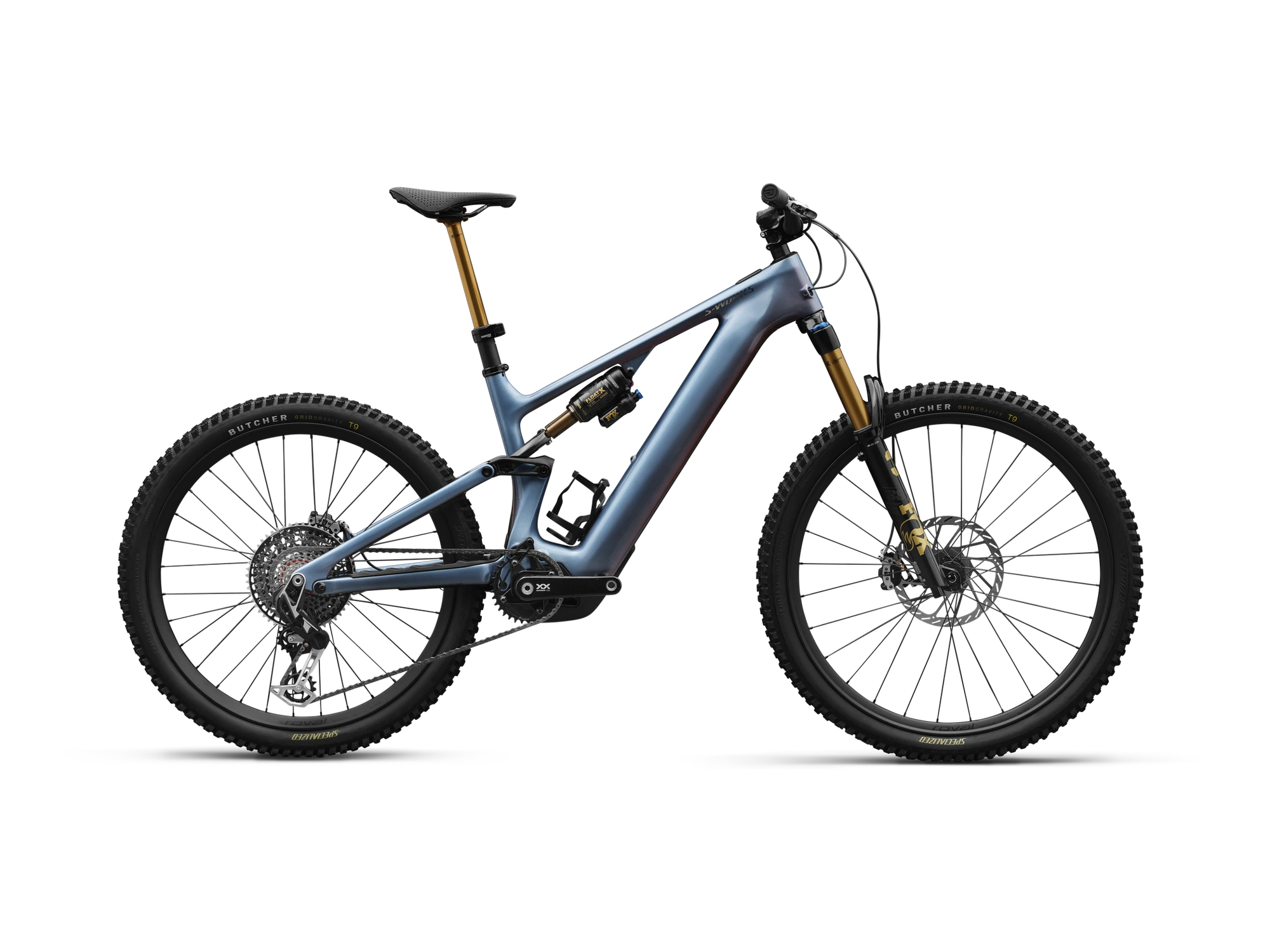 S-Works Turbo Levo 4 in Glacial Blue Metallic, Seitenansicht