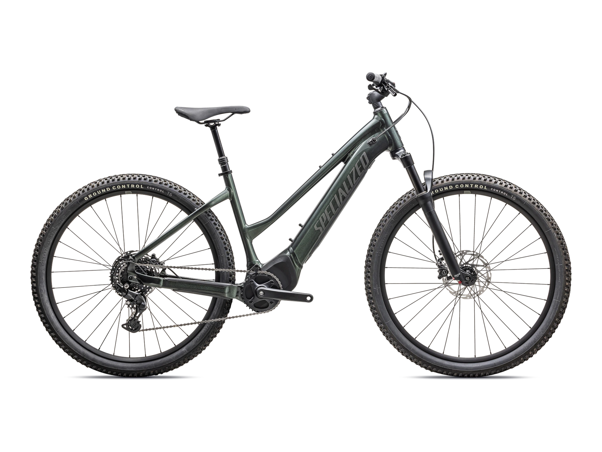 Turbo Tero 4.0 Step-Through in Oak Green Metallic / Smoke, Seitenansicht
