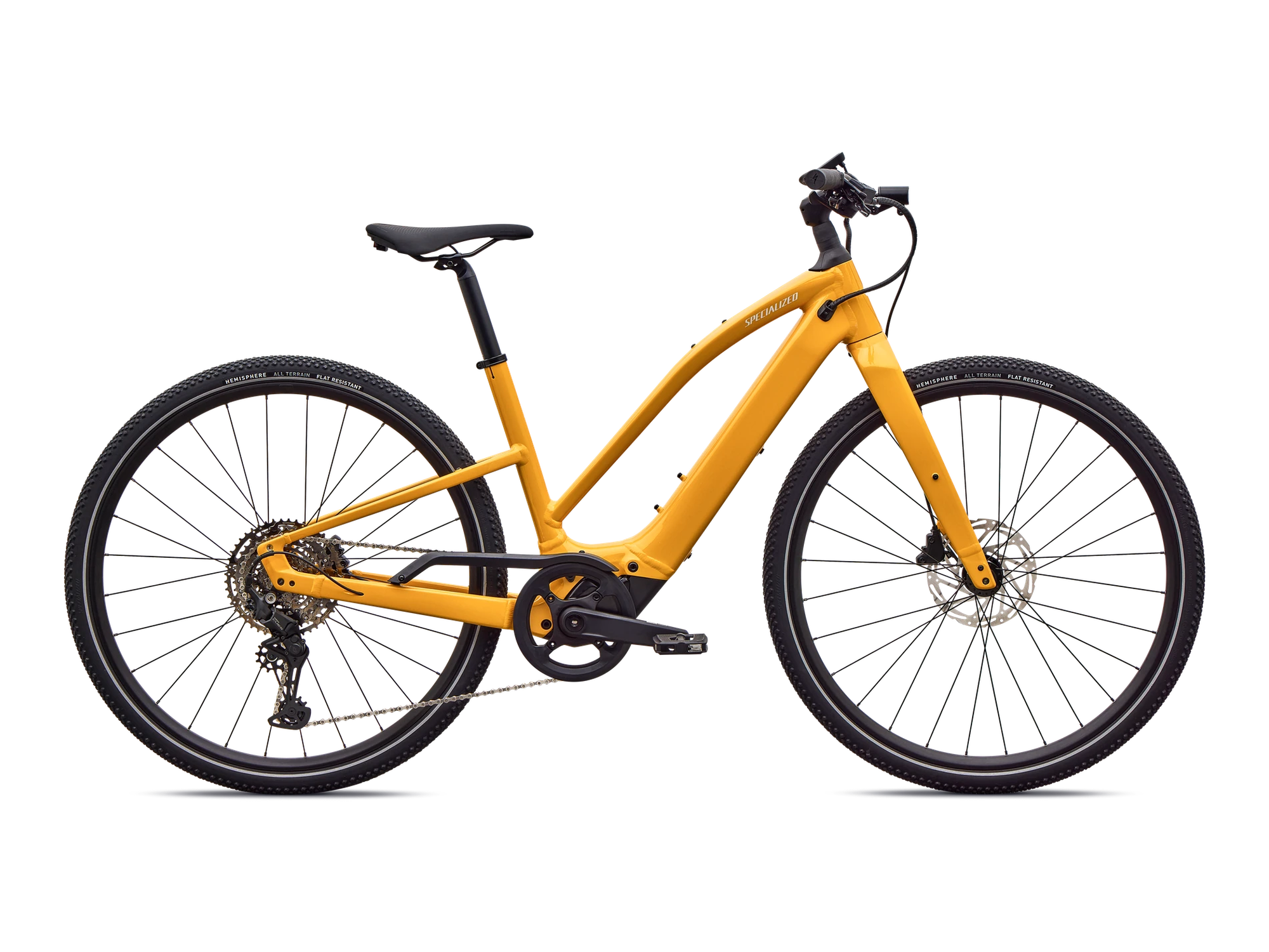 Turbo Vado SL 2 4.0 Step-Through in Gloss Brassy Yellow, Seitenansicht