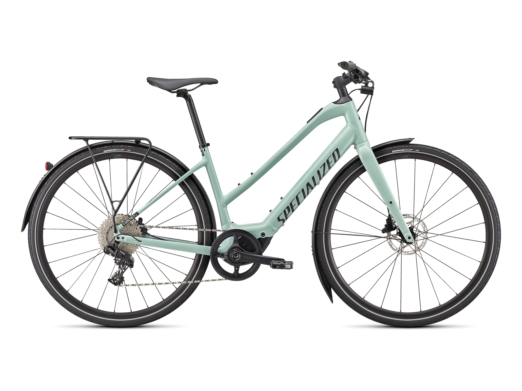 Turbo Vado SL 4.0 Step-Through EQ in White Sage / Black Reflective, Seitenansicht