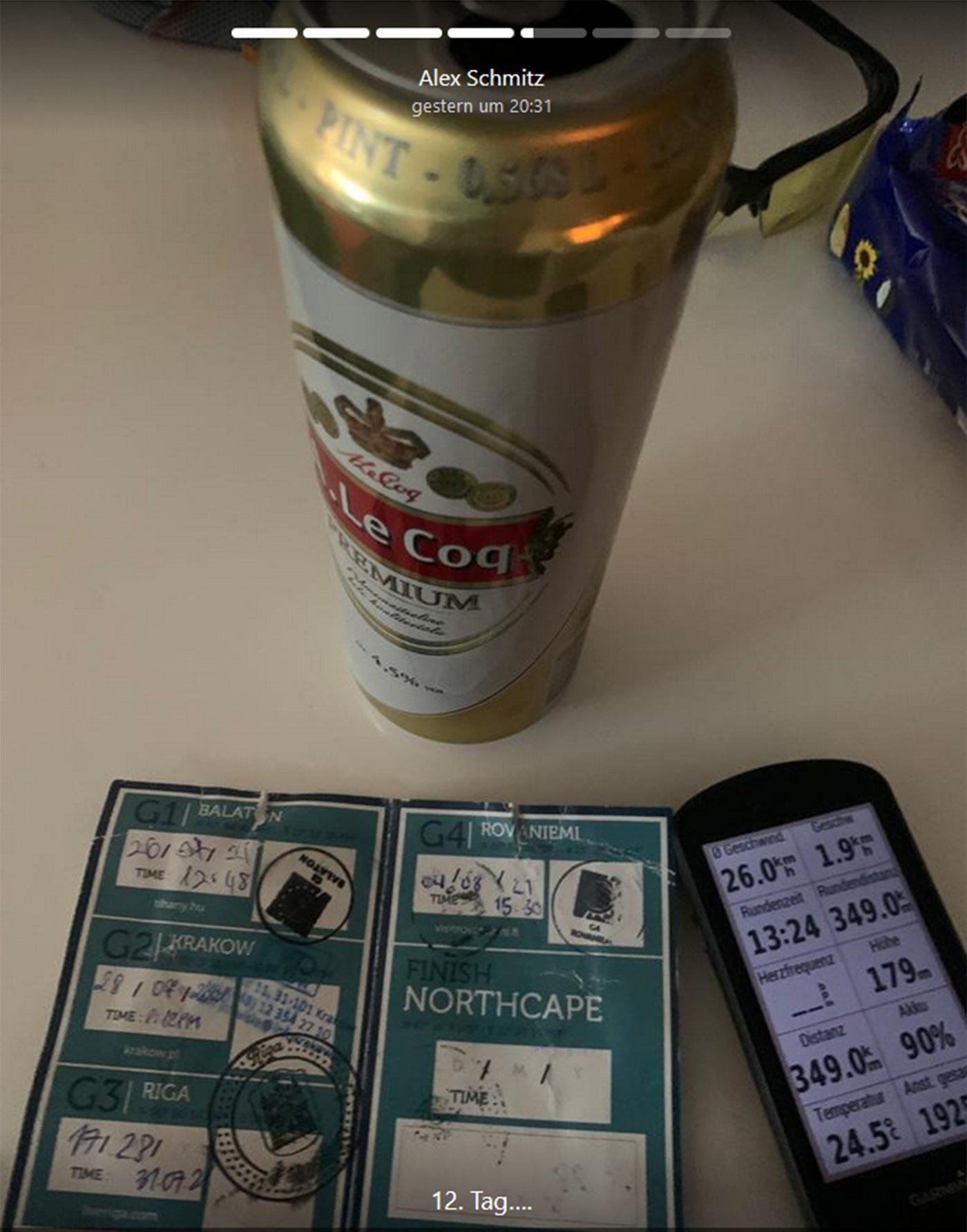 Zwölfter Tag mit Stempeln und Garmin