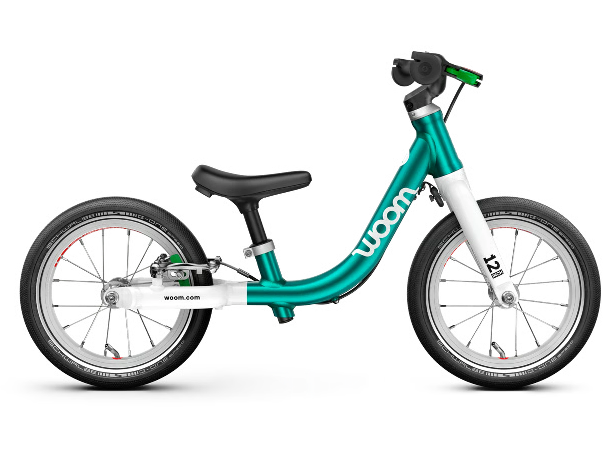woom GO 1 in metallic turquoise, Seitenansicht