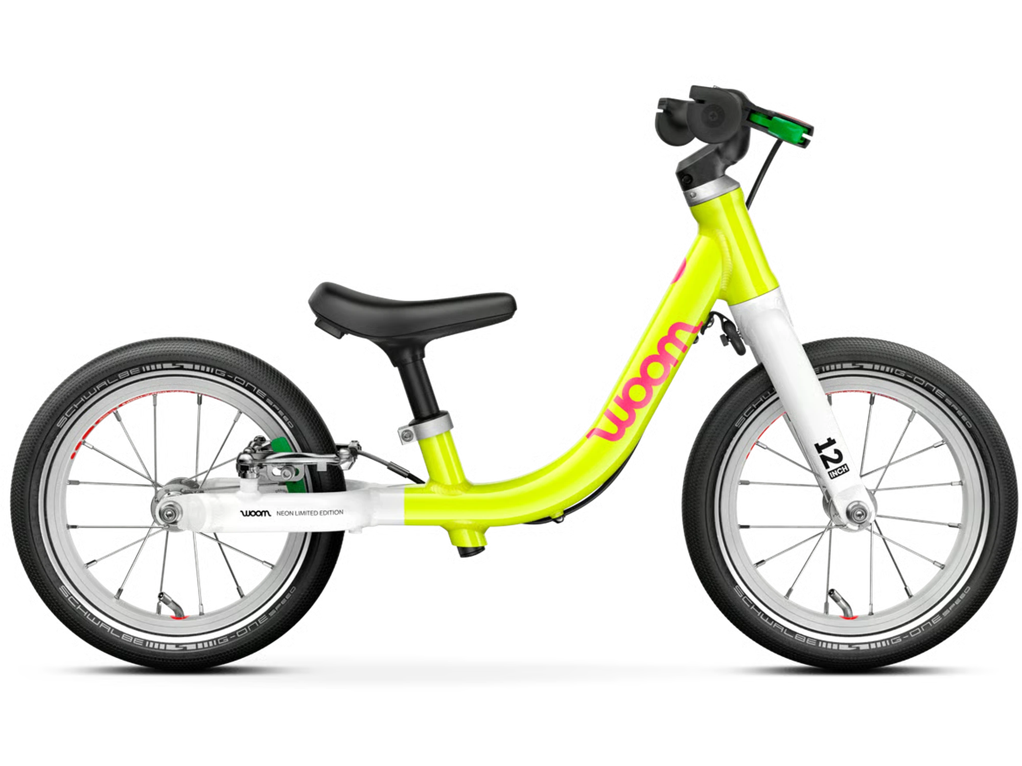 woom GO 1 in neon lime, Dreiviertelansicht