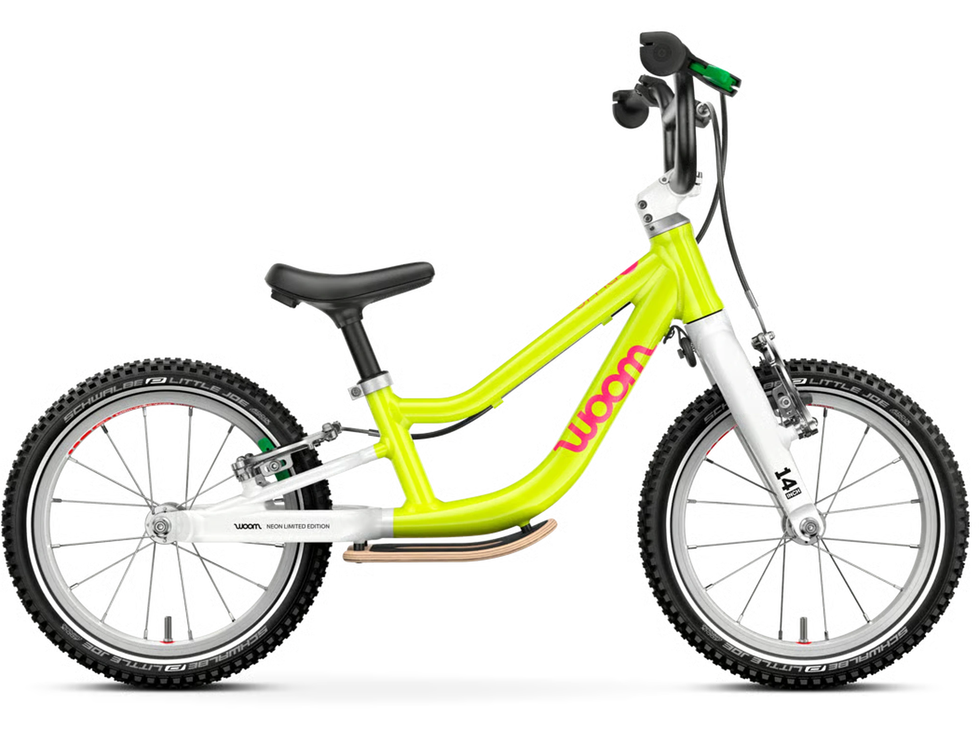 woom GO 1 PLUS in neon lime, Dreiviertelansicht