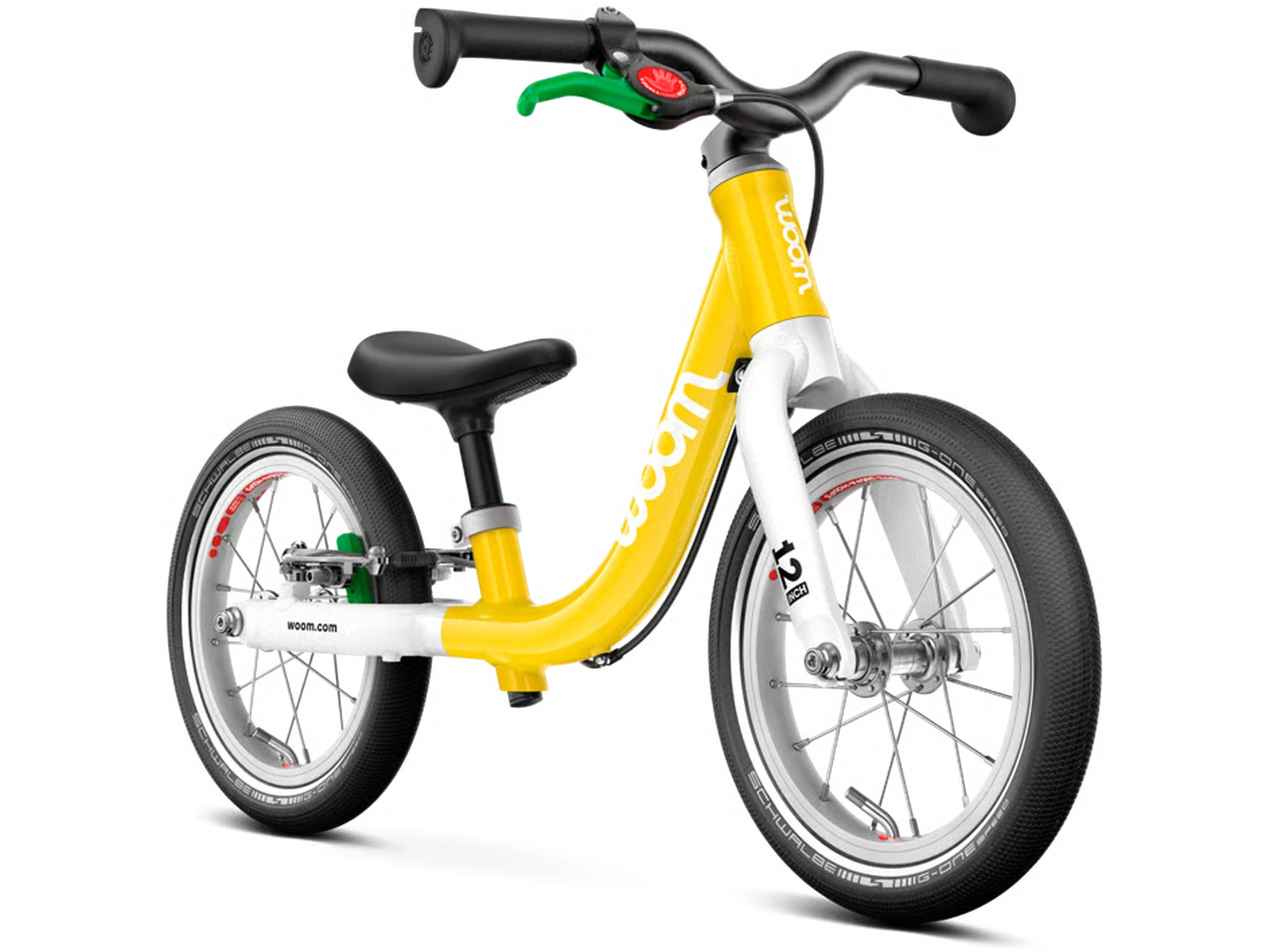 woom GO 1 in vibrant yellow, Dreiviertelansicht