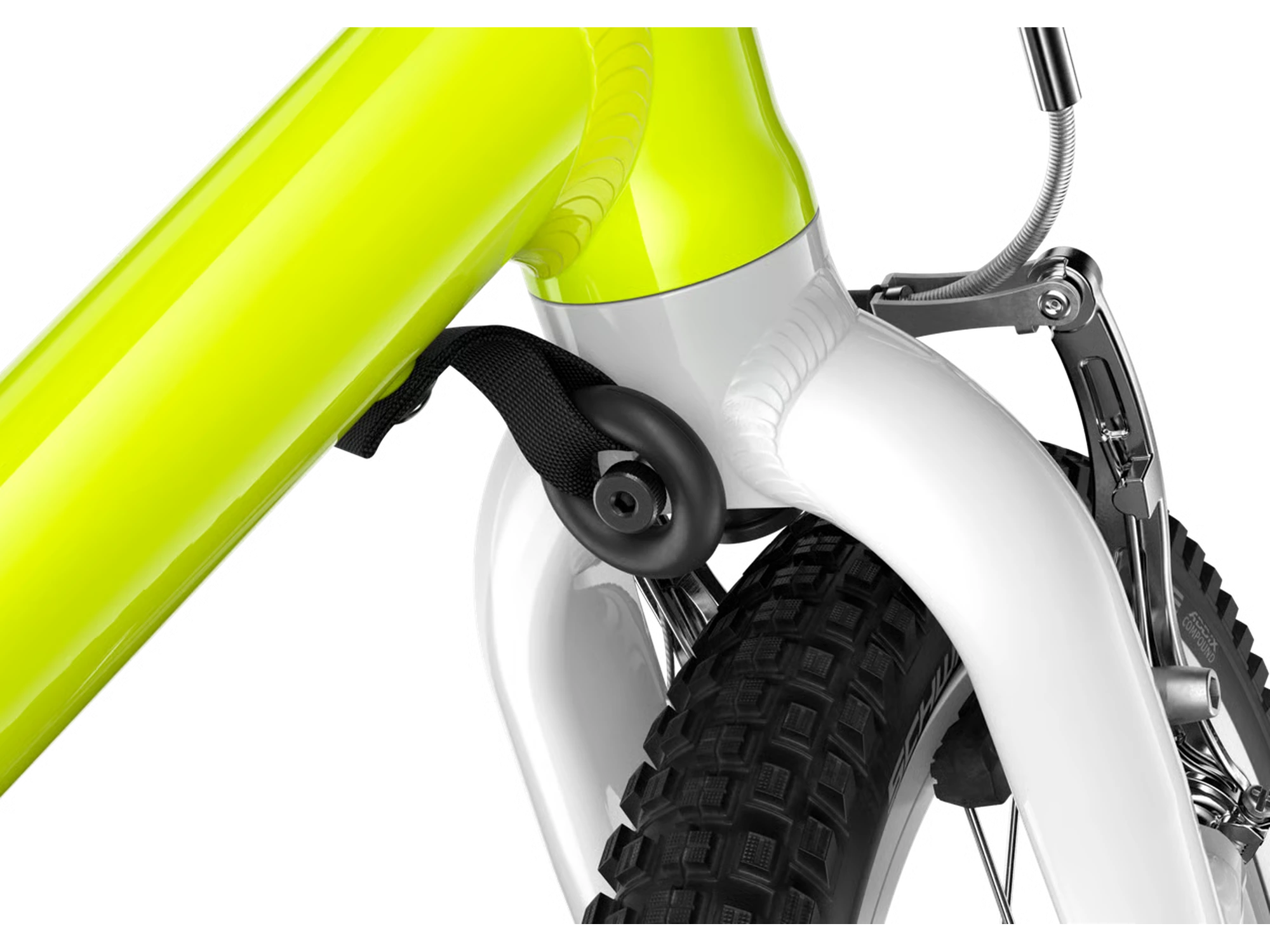 woom GO 2 in neon lime, Lenkeinschlagsbegrenzer