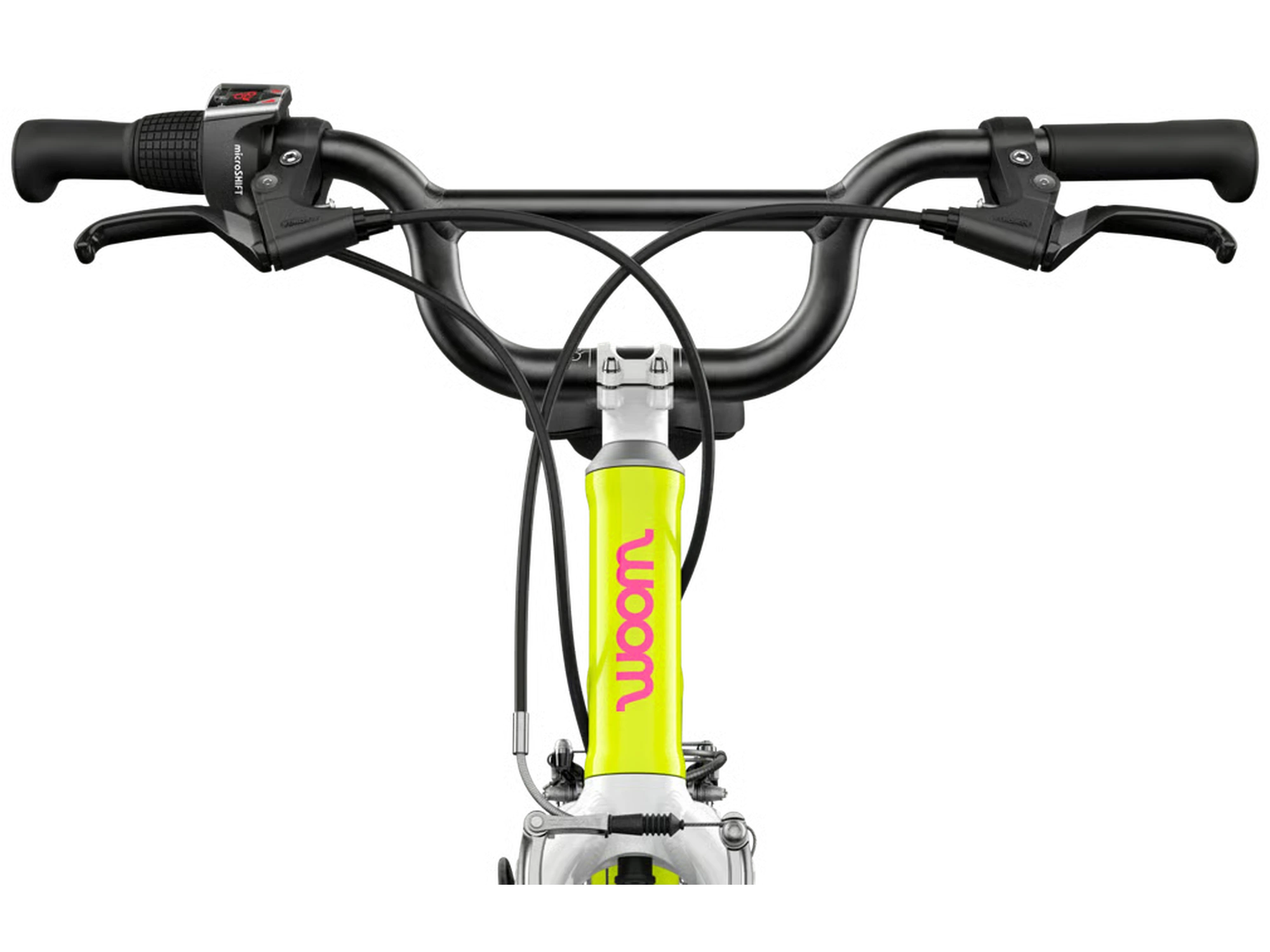 woom GO 4 in neon lime, Lenker-Detail