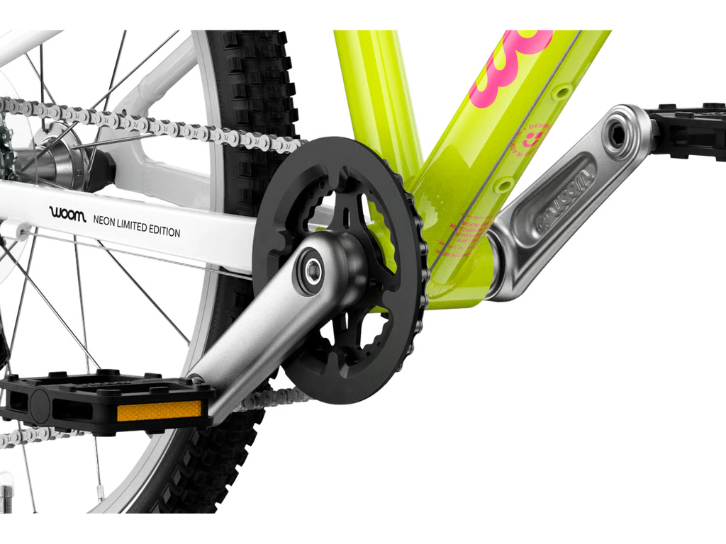 woom GO 4 in neon lime, Antriebs-Detail