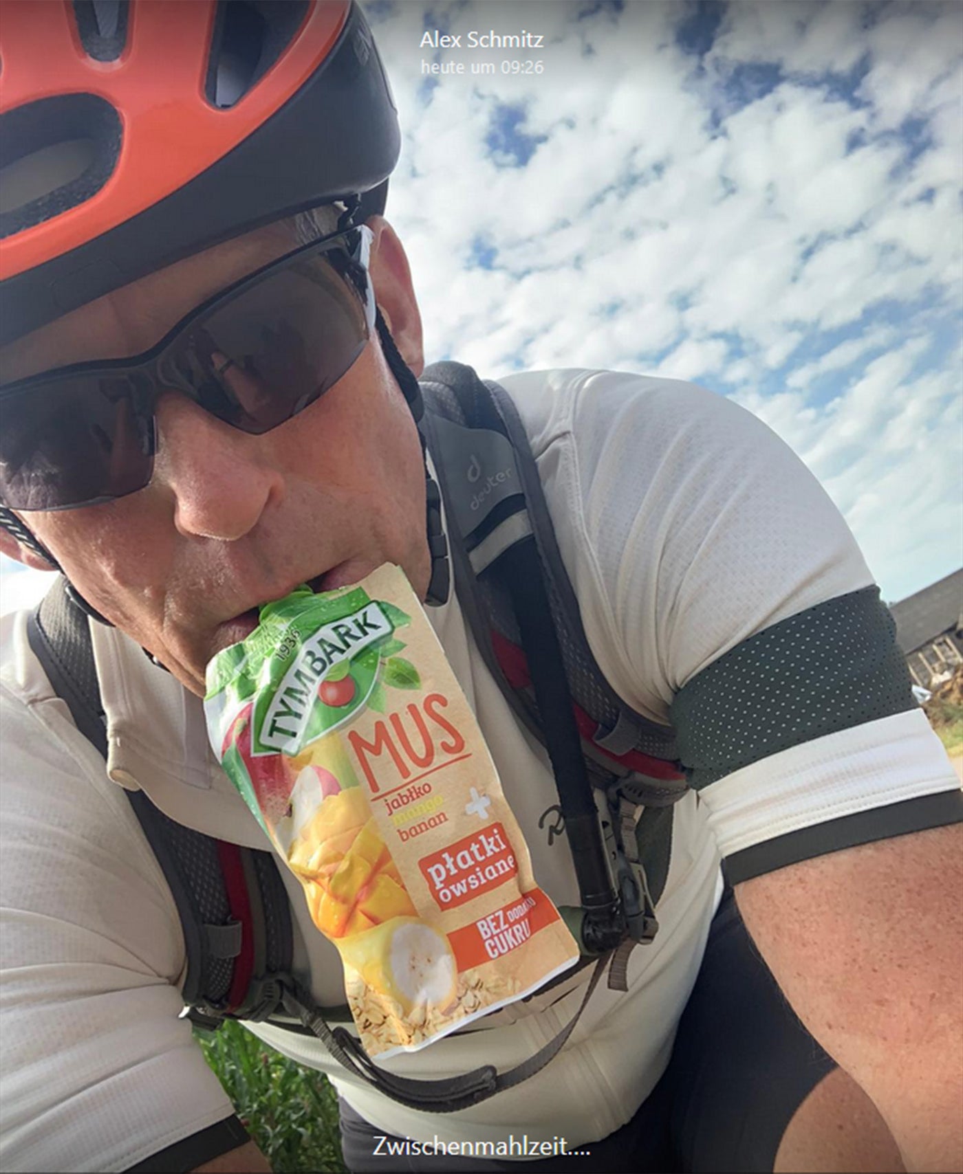 Zwischenmahlzeit auf dem Rad